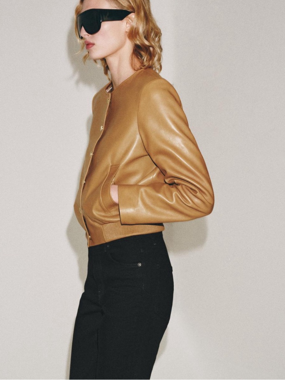 ZARA ZW COLLECTION 100% LEATHER BOMBER JACKET